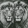 Black And White Lions Diamond Painting