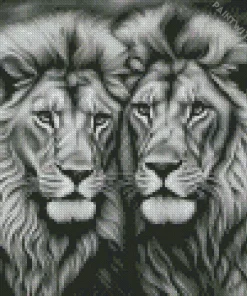 Black And White Lions Diamond Painting