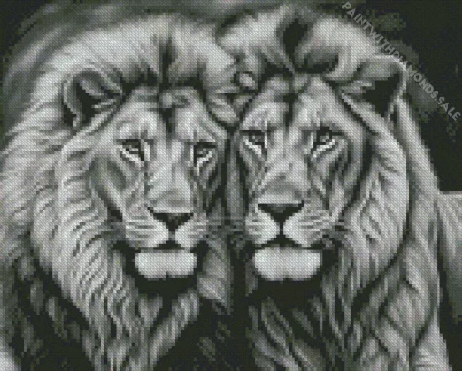 Black And White Lions Diamond Painting