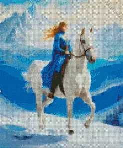 Blonde Girl And Horse Diamond Painting