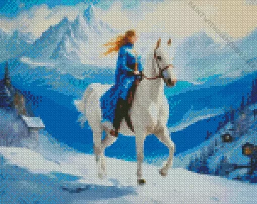 Blonde Girl And Horse Diamond Painting