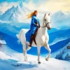 Blonde Girl And Horse Diamond Painting