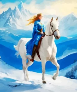 Blonde Girl And Horse Diamond Painting