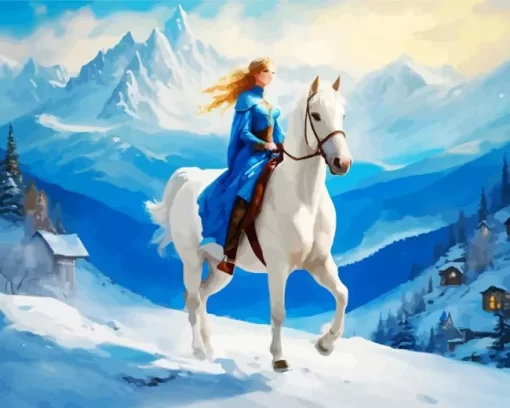 Blonde Girl And Horse Diamond Painting