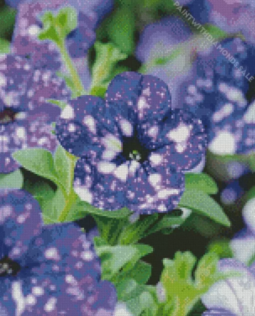 Blooming Blue Petunia Diamond Painting