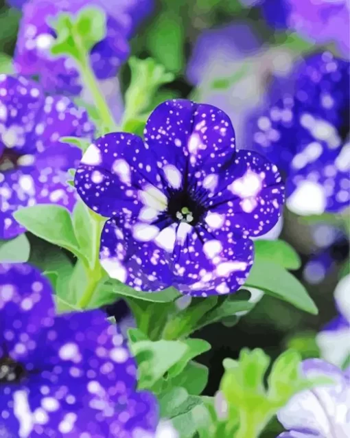 Blooming Blue Petunia Diamond Painting