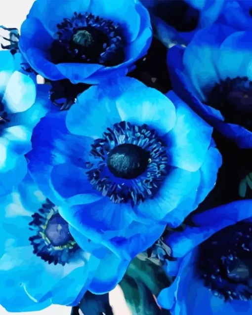 Blue Anemone Flower Diamond Painting