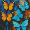 Blue And Orange Butterflies Diamond Painting