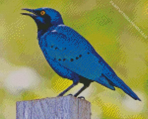 Blue Eared Bird Diamond Painting