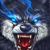 Blue Eyed Growling Wolf Diamond Painting