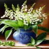 Blue Vase Lily Of The Valley Diamond Painting