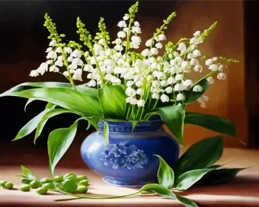 Blue Vase Lily Of The Valley Diamond Painting