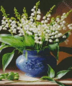 Blue Vase Lily Of The Valley Diamond Painting