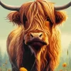 Brown Highland Cow Diamond Painting