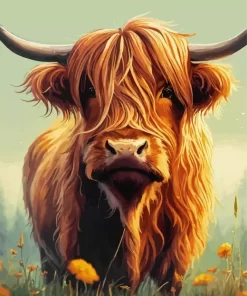 Brown Highland Cow Diamond Painting