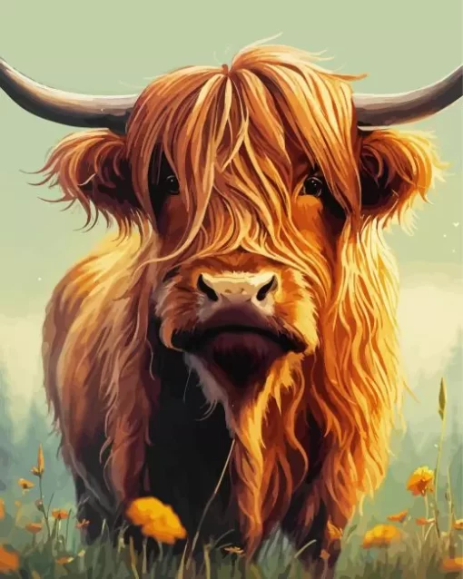 Brown Highland Cow Diamond Painting