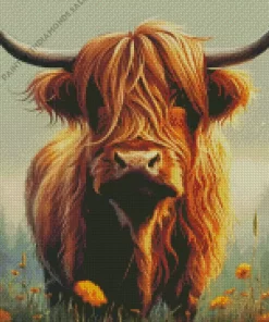 Brown Highland Cow Diamond Painting