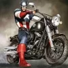 captain america on motorcycle Diamond With Numbers