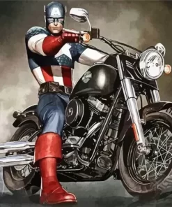 captain america on motorcycle Diamond With Numbers