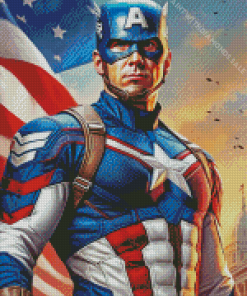 captain america superhero Diamond With Numbers