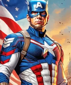 captain america superhero Diamond With Numbers