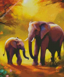 Cartoon Elephants Diamond Painting