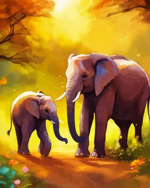 Cartoon Elephants Diamond Painting