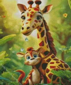 Cartoon Giraffes Diamond Painting