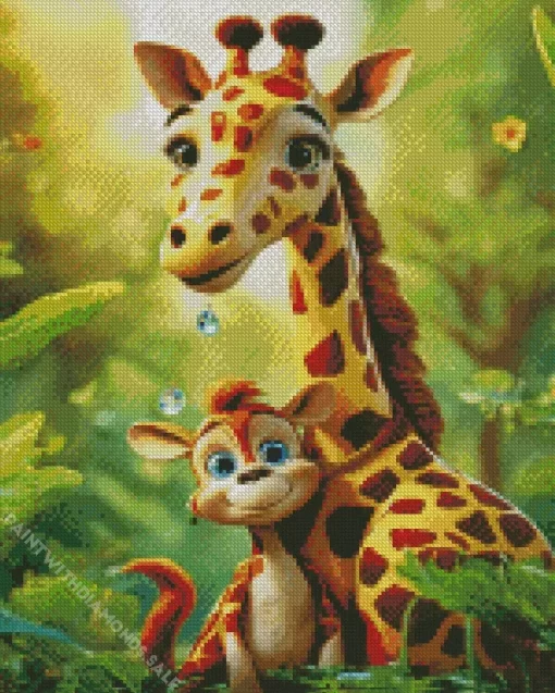 Cartoon Giraffes Diamond Painting