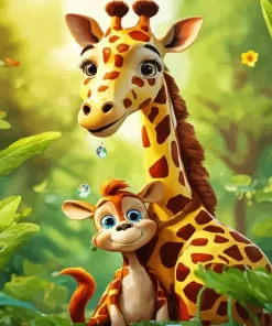 Cartoon Giraffes Diamond Painting