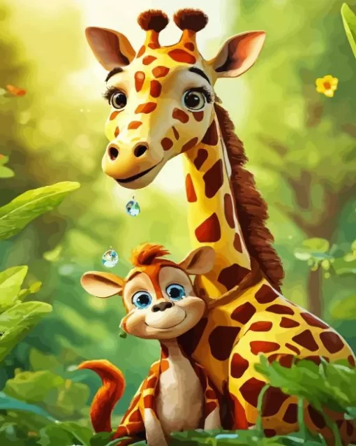 Cartoon Giraffes Diamond Painting