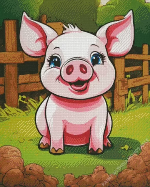 Cartoon Pig Diamond Painting