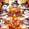 Cats Celebrating Thanksgiving Diamond Paintings