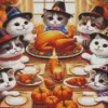 Cats Celebrating Thanksgiving Diamond Paintings