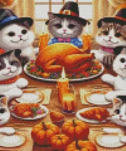 Cats Celebrating Thanksgiving Diamond Paintings