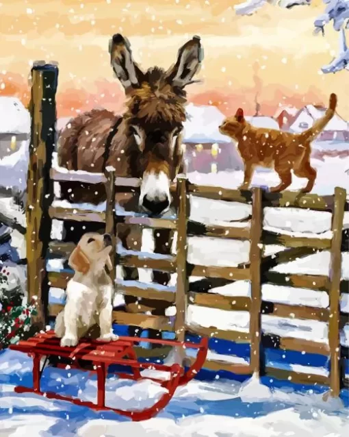 Christmas Donkey Diamond Painting