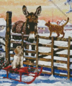 Christmas Donkey Diamond Painting