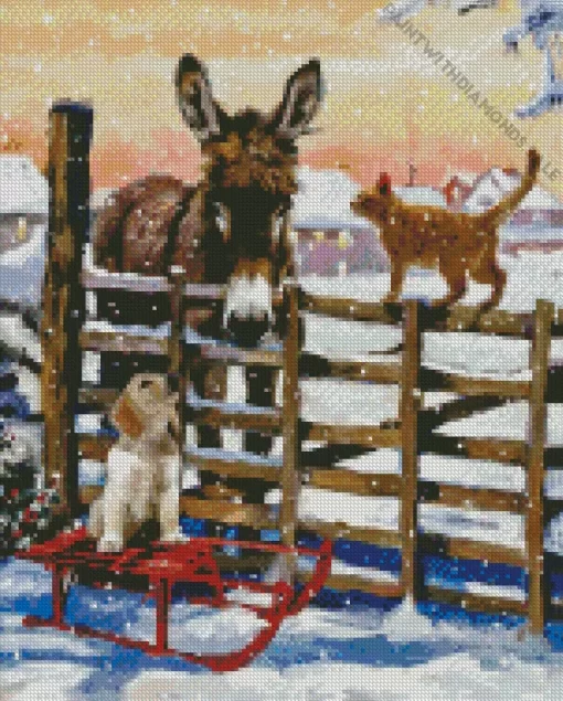 Christmas Donkey Diamond Painting