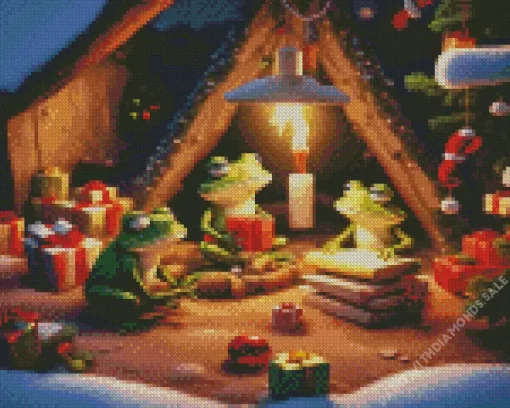 Christmas Frogs Diamond Painting