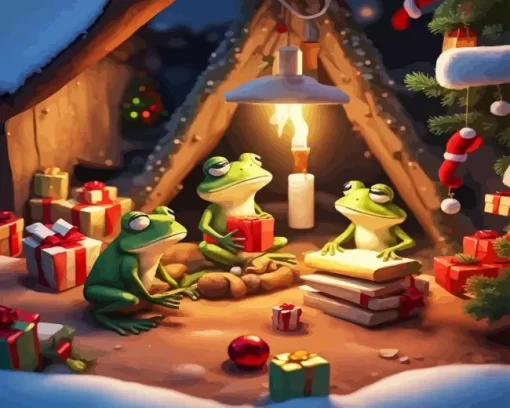 Christmas Frogs Diamond Painting