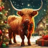 Christmas Highland Cow Diamond Painting