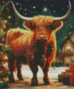 Christmas Highland Cow Diamond Painting