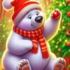 Christmas White Bear Diamond Paintings