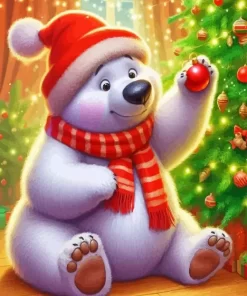 Christmas White Bear Diamond Paintings