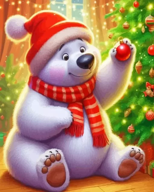 Christmas White Bear Diamond Paintings