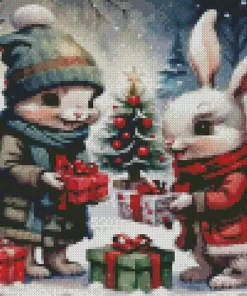 Christmas Bunnies Diamond Paintings