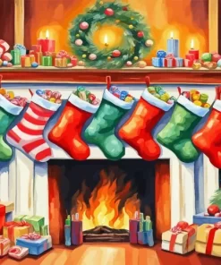 Christmas Fire Place Diamond Paintings