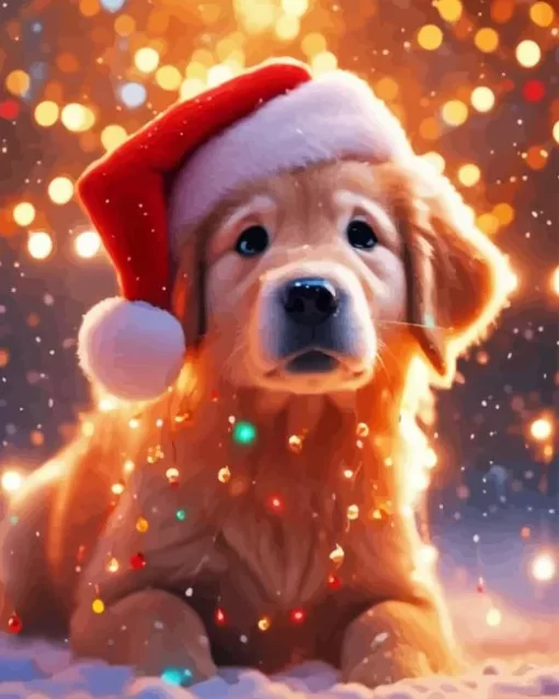 Christmas Golden Retriever Diamond Paintings