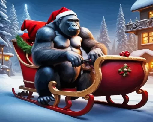 Christmas Gorilla Diamond Painting