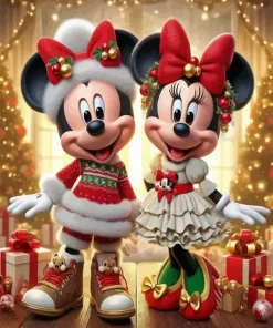 Christmas Mickey And Minnie Mouse Art Diamond Paintings